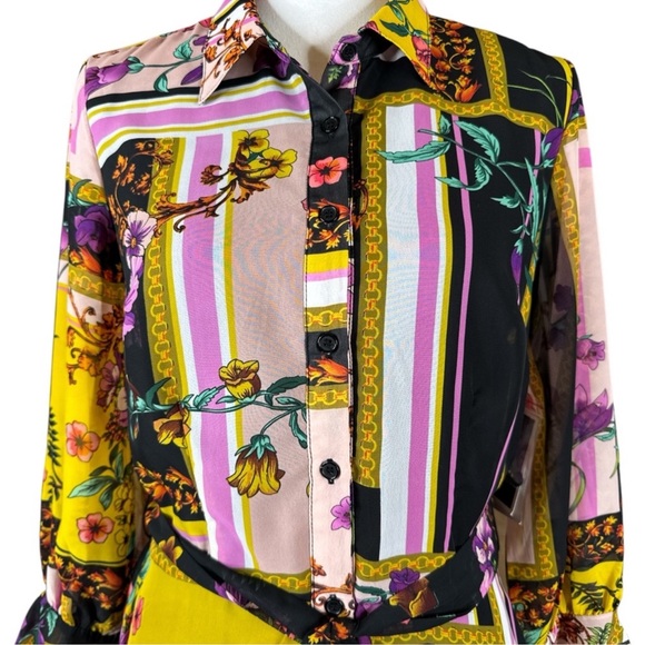 ECI NEW YORK Long Sleeve Floral Patchwork Print Midi Dress, Size 8. - Picture 6 of 11